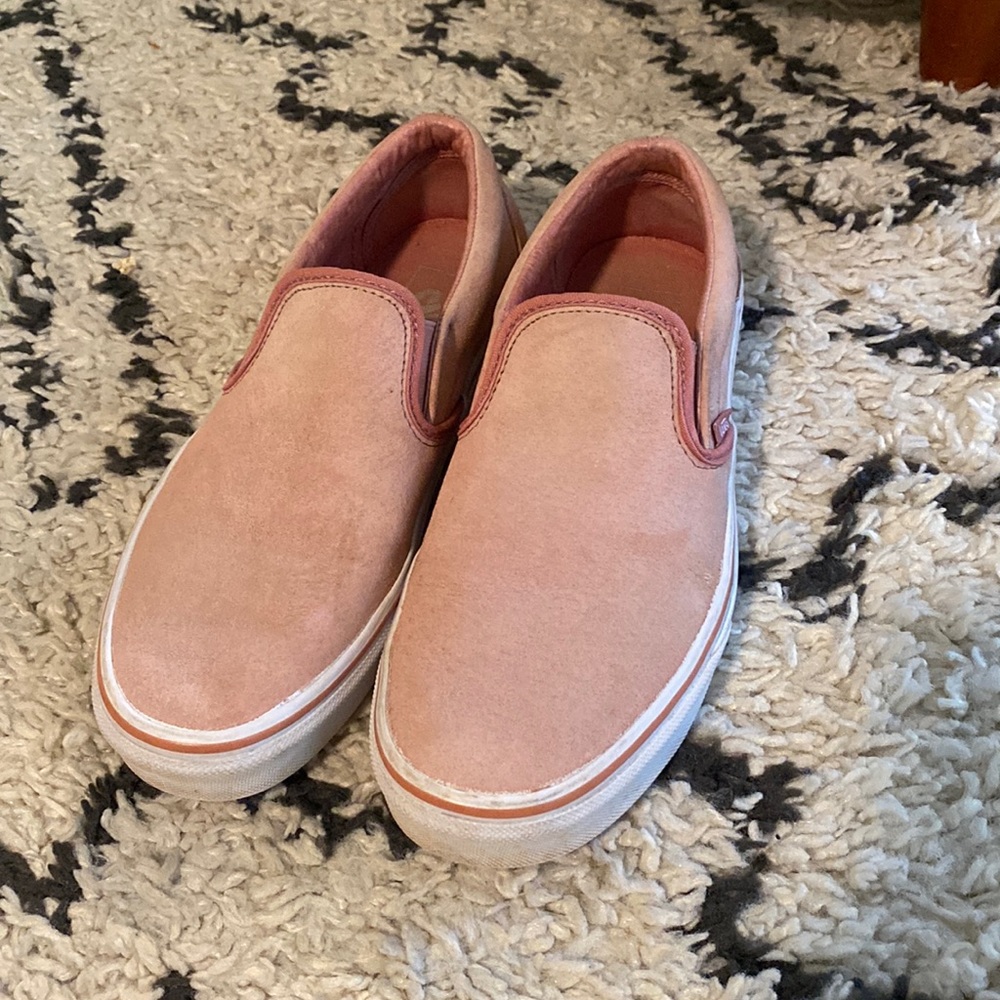 Vans size 8.5 pink suede slip Ons - good condition